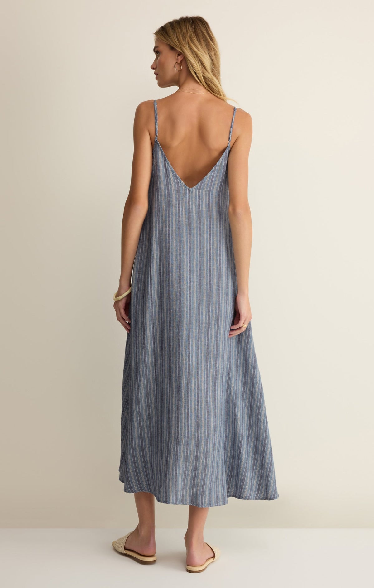 Sandcomber Striped Linen Midi Dress