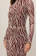 Sevilla Zebra Mesh Midi Dress