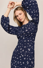 Midnight Tansy Floral Midi Dress