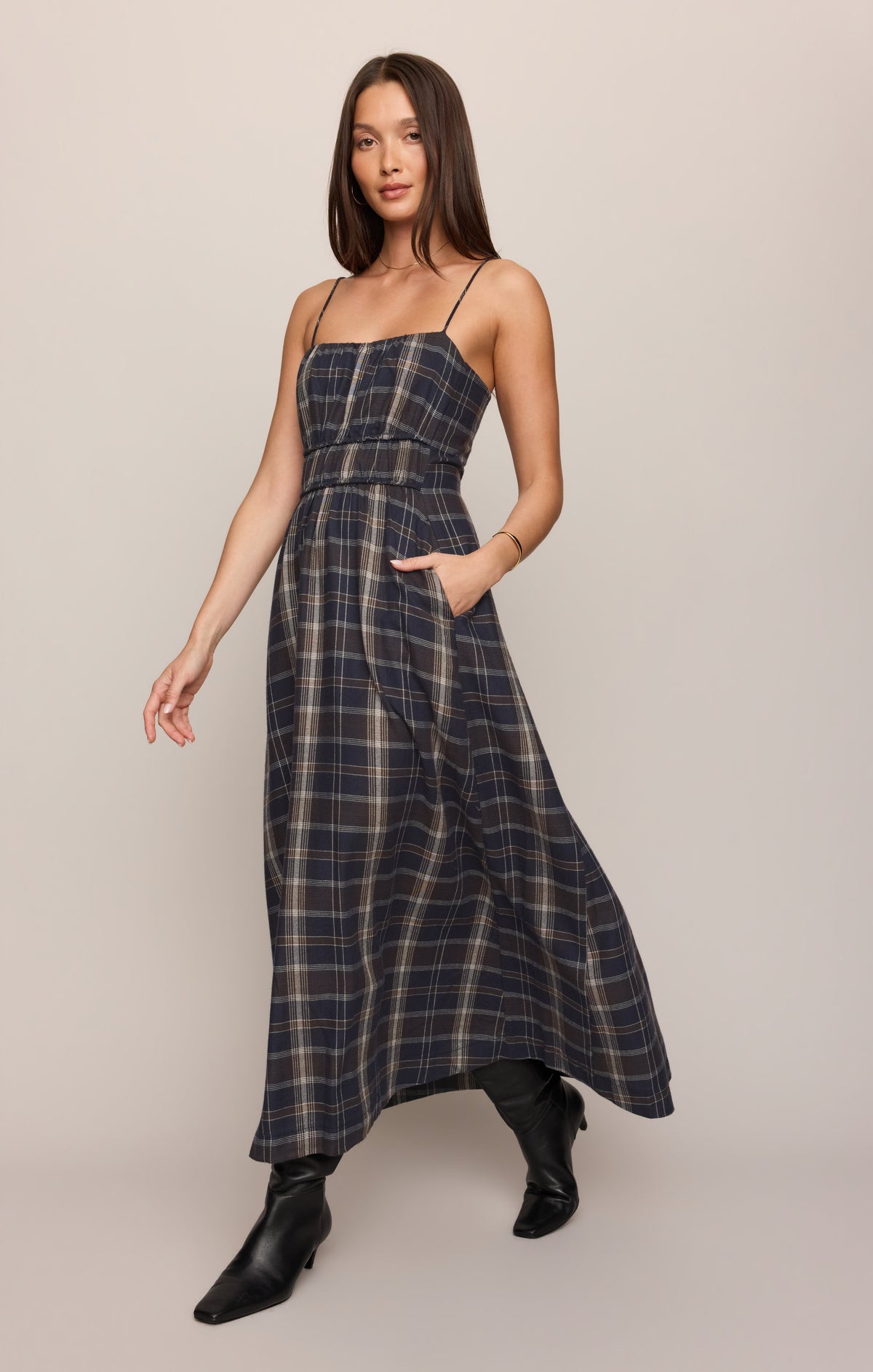 Evermore Plaid Flannel Midi Dress