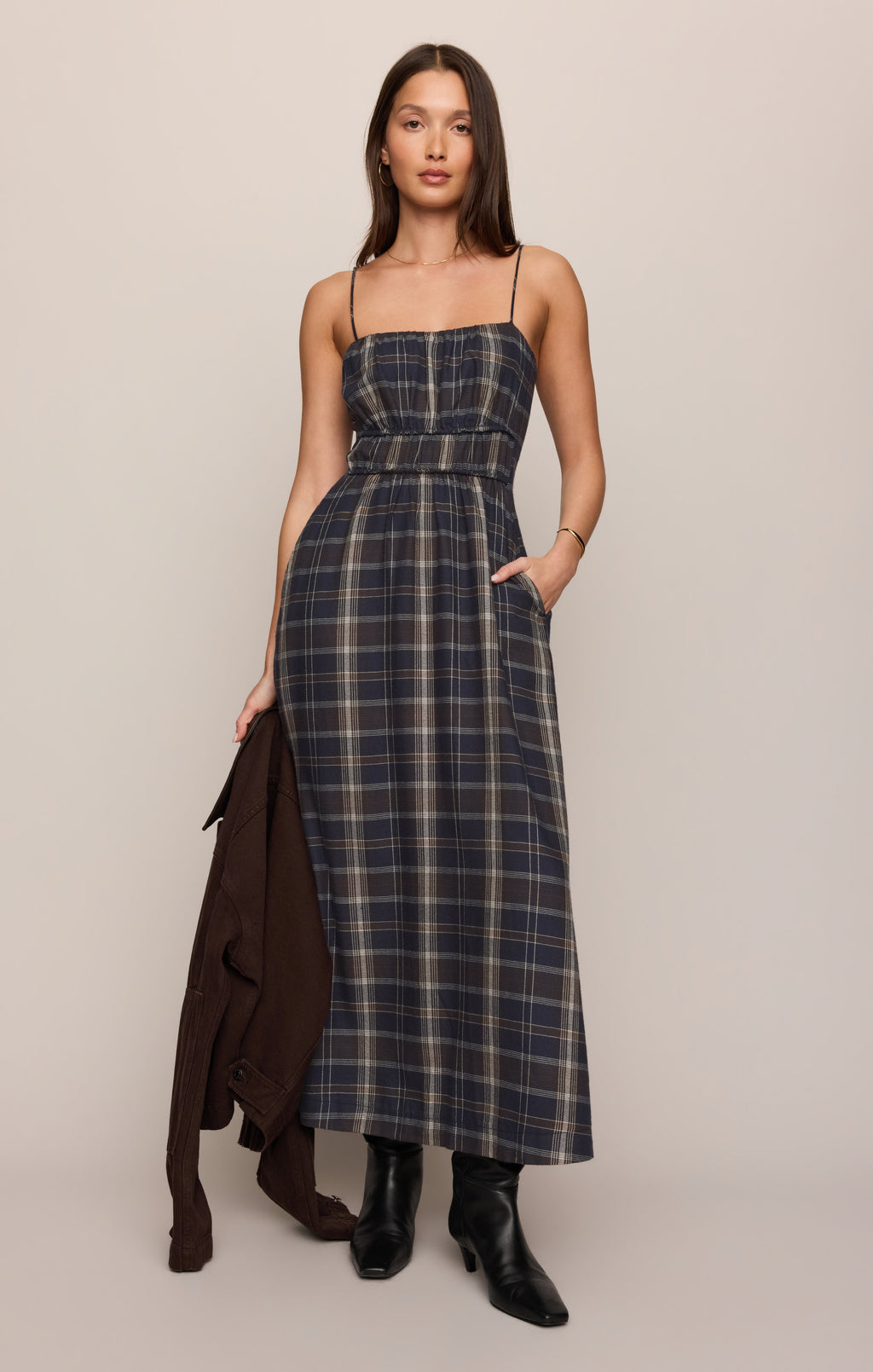 Evermore Plaid Flannel Midi Dress
