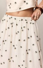 Palm Linen Midi Skirt