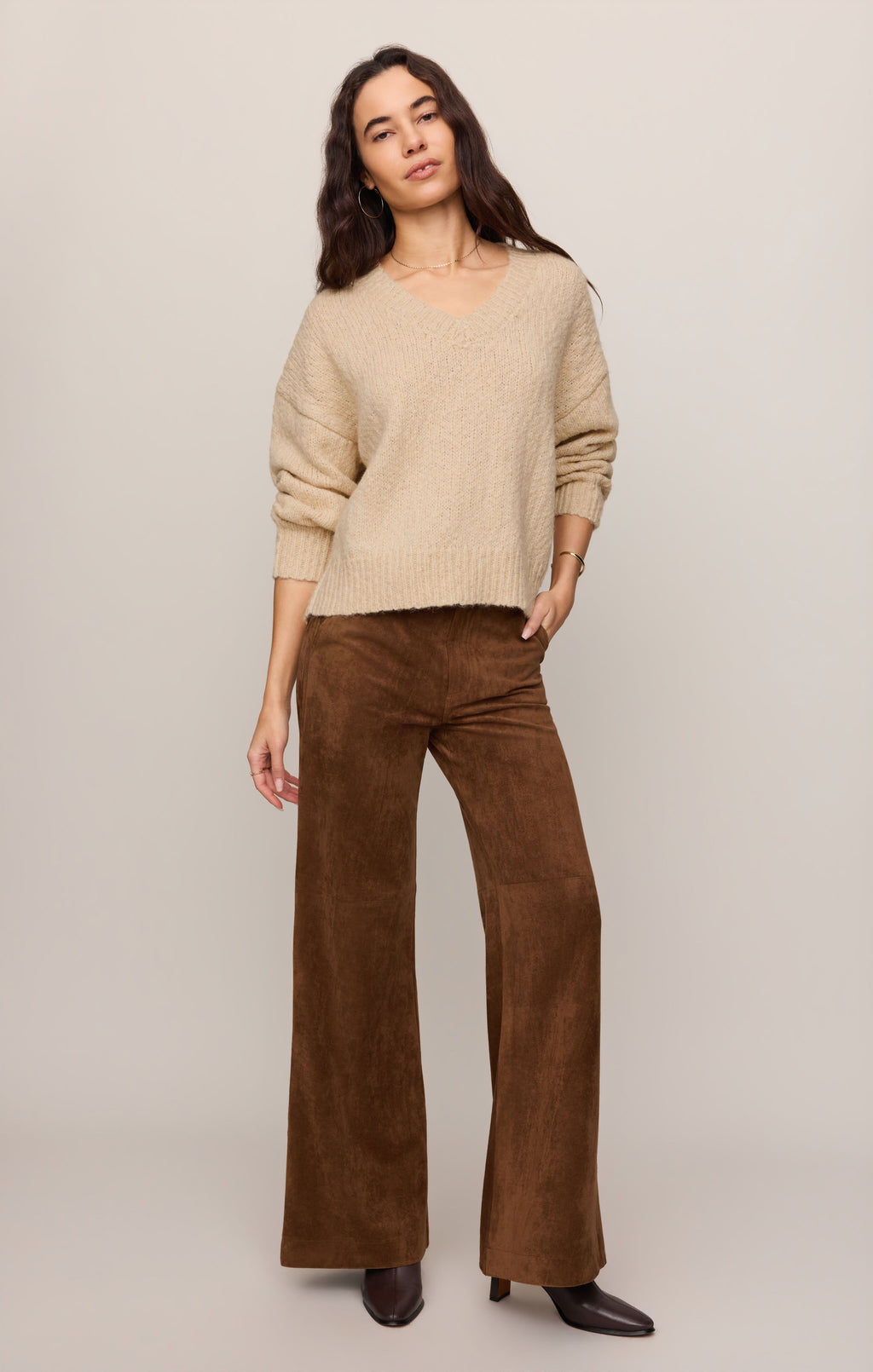 Cecile Faux Suede Wide Leg Pant
