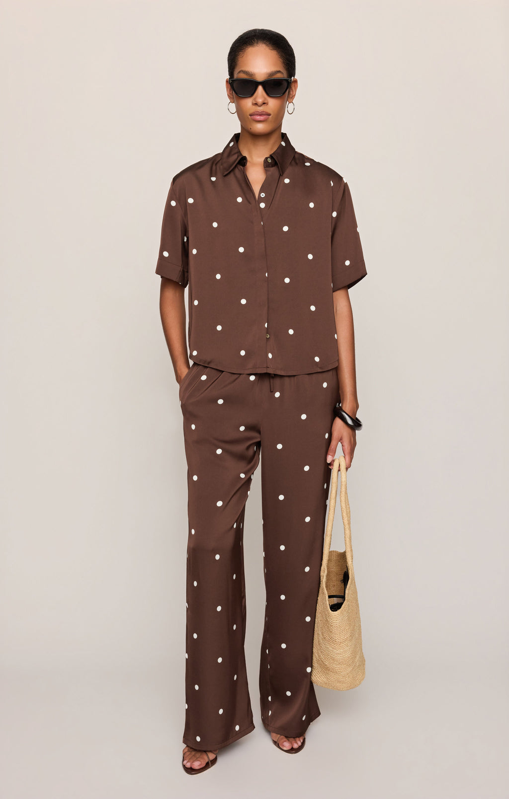 Lara Satin Dot Wide Leg Pant