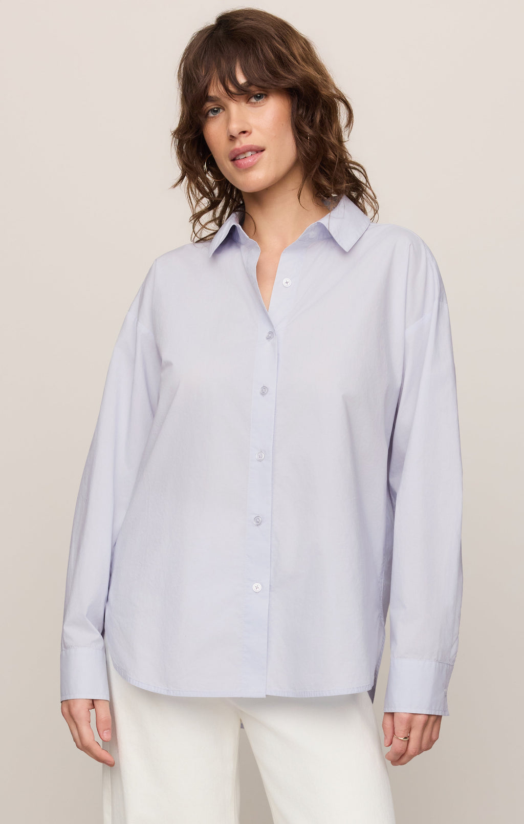 Elevated Poplin Relaxed Button Up Top