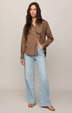 Elevated Poplin Relaxed Button Up Top