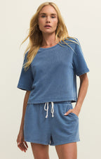 Curran Knit Denim Cropped Sweatshirt