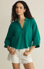 Helena Airy Gauze Button Up