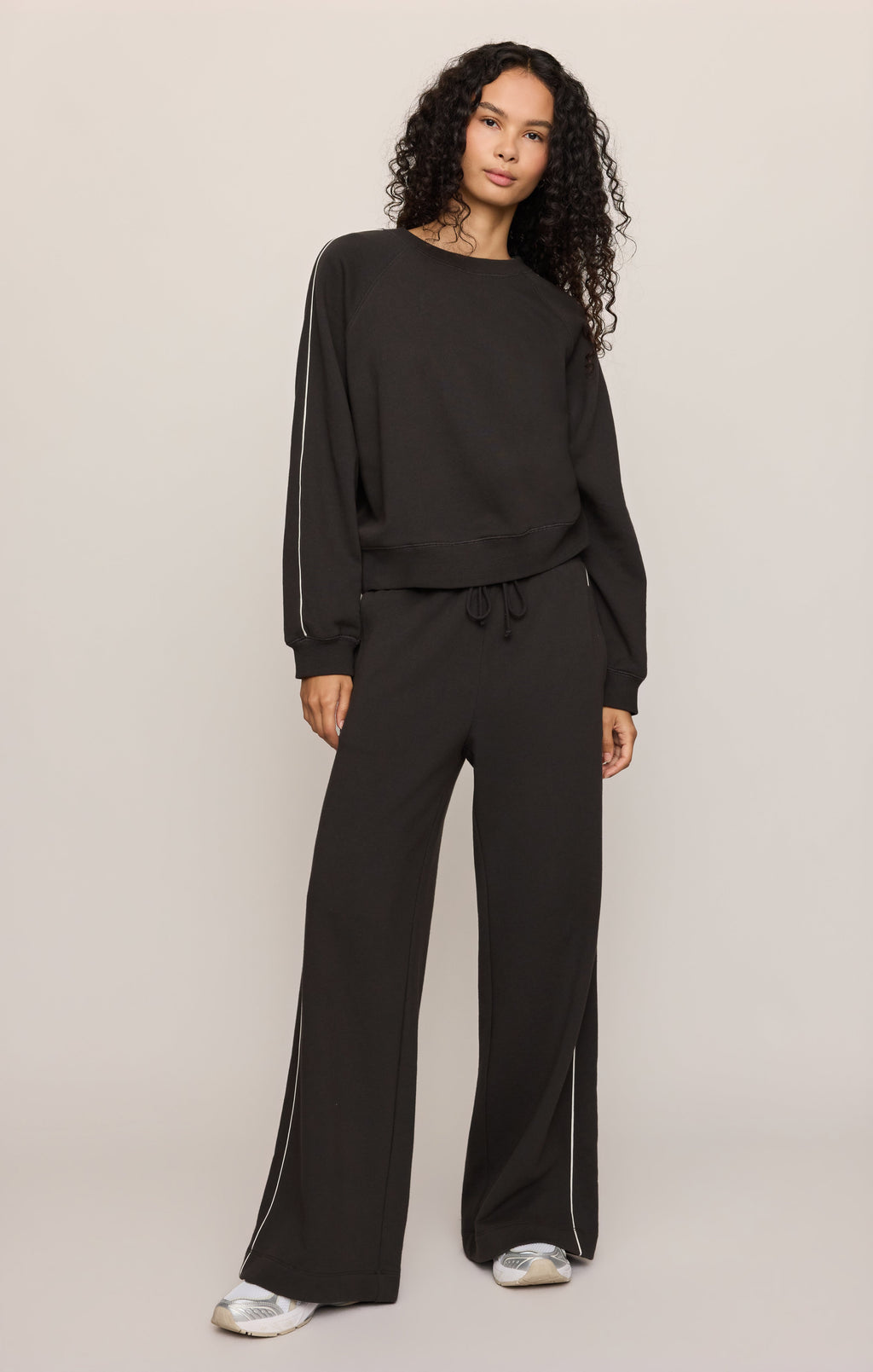Sport Stripe Boyfriend Knit Terry Sweatshirt