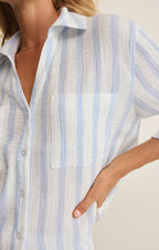 Helena Striped Airy Gauze Button Up