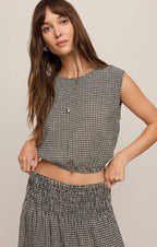 Merit Cropped Gingham Linen Top