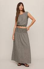 Merit Cropped Gingham Linen Top