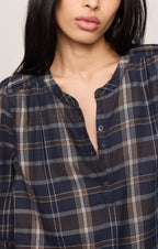 Autumn Plaid Henley Blouse
