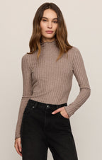 Hattie Silky Rib Mock Neck Top